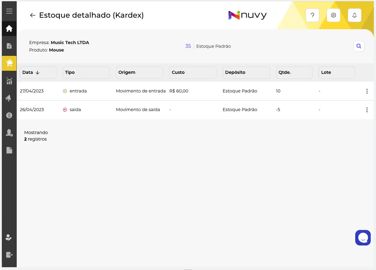 Controle de Estoque - Nuvy ERP